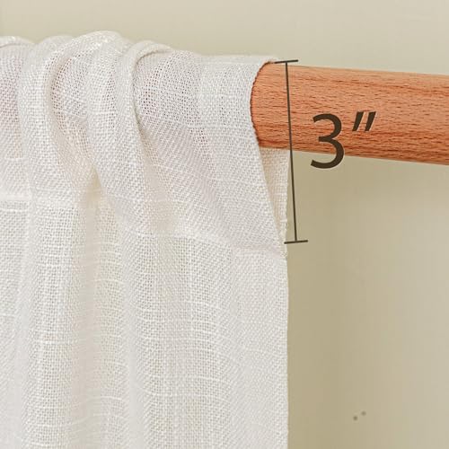 Natural French Door Curtains for Door Window 72 Inch Length Semi Sheer Light Filtering Curtain for Bedroom Window Glass Rod Pocket for Kitchen Dining Room (26"W x 72"L (Pack of 2) / Beige White)