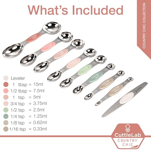 Magnetic Measuring Spoons Set (Country Chic)
