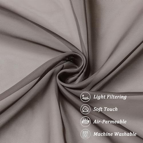 Sheer Curtains 36 inch Length 2 Panels (Chocolate Brown / 42"W x 36"L (Pack of 2))