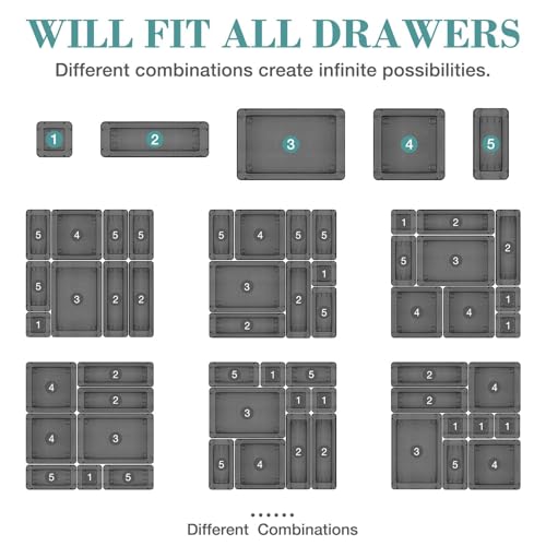 25 PCS Drawer Organizer Set (Black / 25 PCS)