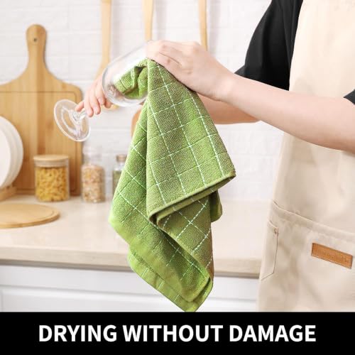100% Cotton Terry Kitchen Towels (Olive Green / 13 X 28 - 6 Pack)
