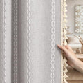 Grey 100% Boho Blackout Curtains 84 Inch 2 Panels with Tassels (Grey / 52"W x 84"L (Pack of 2))