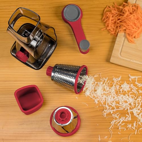 Rotary Cheese Grater Hand Crank Transparent (3 IN 1 / Black Red SP)