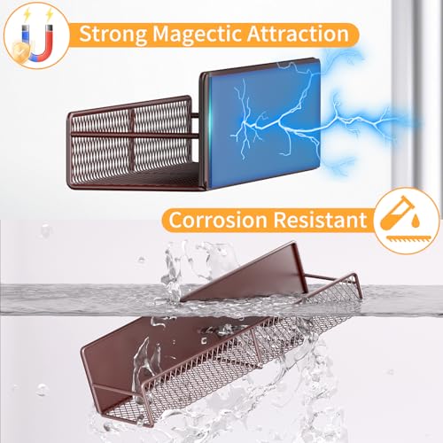 Magnetic Spice Rack for Refrigerator (Brown / 2 Pack)