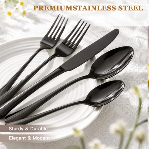 Silverware Set 48 (48 PCS / Elegant Black Pro)