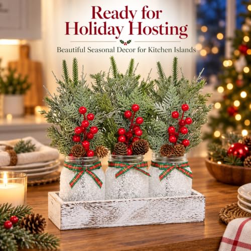 Mason Jar Christmas Centerpieces for Tables (Snowflake)