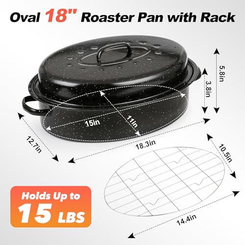 18” Roasting Pan with Lid and Rack (18 Inch)