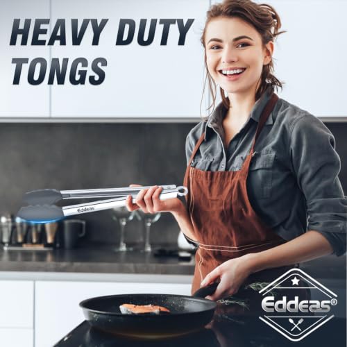 Tongs For Cooking (7+9+12 inch / Grey Silicone Tip 3Pcs)