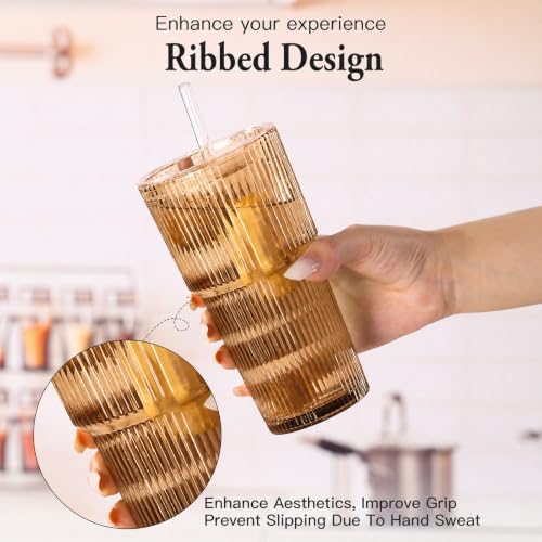 4PCS Brown Drinking Glasses (Brown-4)