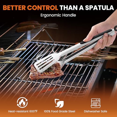 14-inch & 12-Inch Grill Tongs for Cooking, Extra Long Grilling Tongs (12 & 14 inch)
