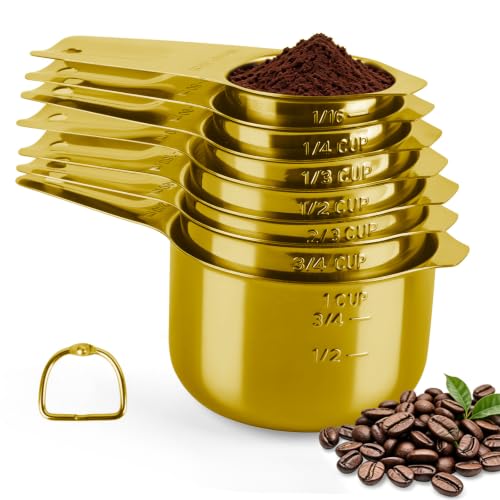 7 Pcs Gold Measuring Cups Stainless Steel (Gold / 7pcs)