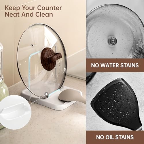 Pot Lid Holder with Spoon Rest (White)