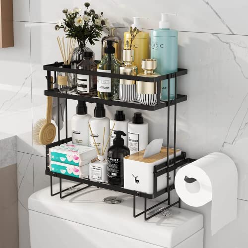 2 Tier Over Toilet Storage Shelf (Black / 2-Tier)