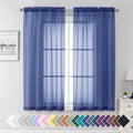 Royal Blue Sheer Curtains 63 Inch Length 2 Panels Set (40"W x 63"L (Pack of 2) / Royal Blue)