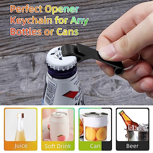 100 Pack Black Metal Bottle Opener Keychains (Black)