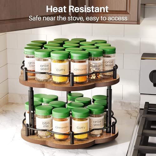 2 Tier Lazy Susan Spice Rack Organizer for Cabinet (Vintage)