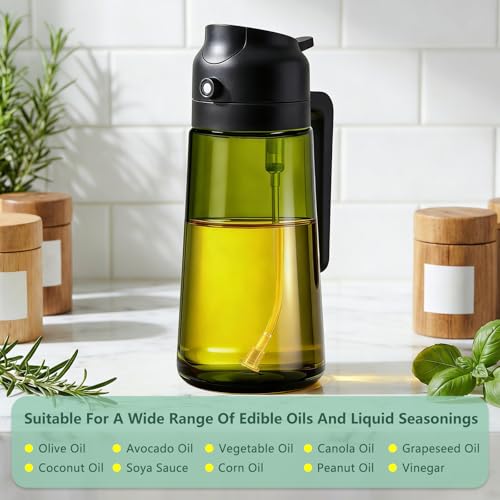 Olive Oil Sprayer & Dispenser Bottle for Cooking (Black)