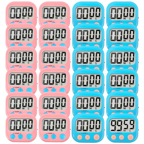 24 Pack Digital Kitchen Timer Small Classroom Timers for Kids Teachers (Blue&pink)