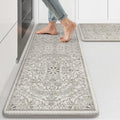 Kitchen Mats Cushioned Anti Fatigue (Light Grey/Multi / 17.3" x 47"+17.3" x 29"--0.47 inches)