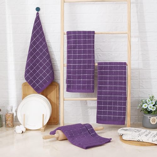 100% Cotton Terry Kitchen Towels (Purple / 13 X 28 - 6 Pack)