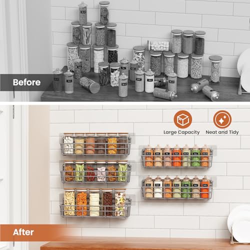 5 Pack Spice Rack Seasoning Organizer Wall Mount (Gray / 5 Pack)