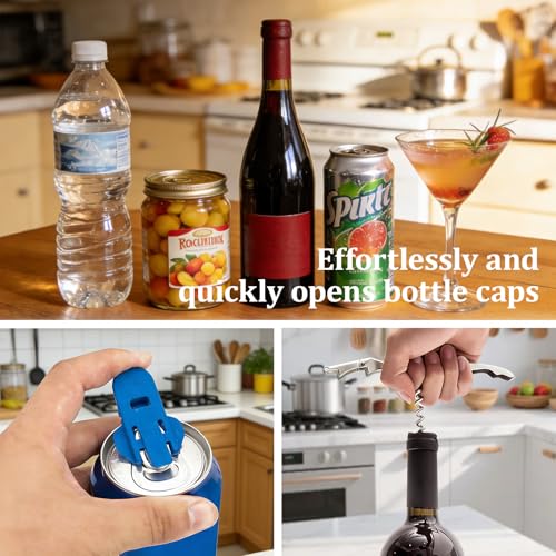 2026 Adjustable 4‑in‑1 Jar Opener with Red Wine Corkscrew & 2 Can Opener (Beige)