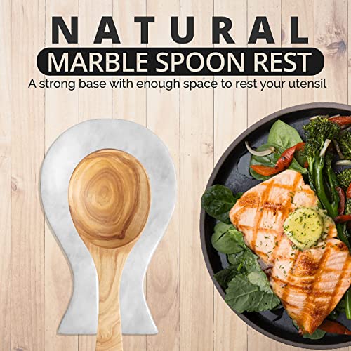 Luxury Handmade Cloudy White Marble Spoon Rest for Kitchen Counter (Cloudy White)