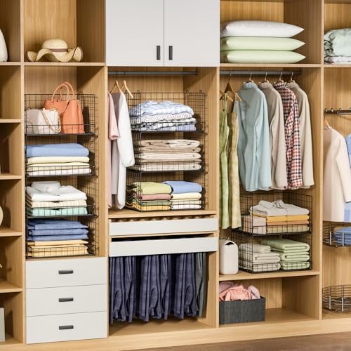 6 Tier Stackable Closet Organizers and Storage Shelves (6 Tier / Black)