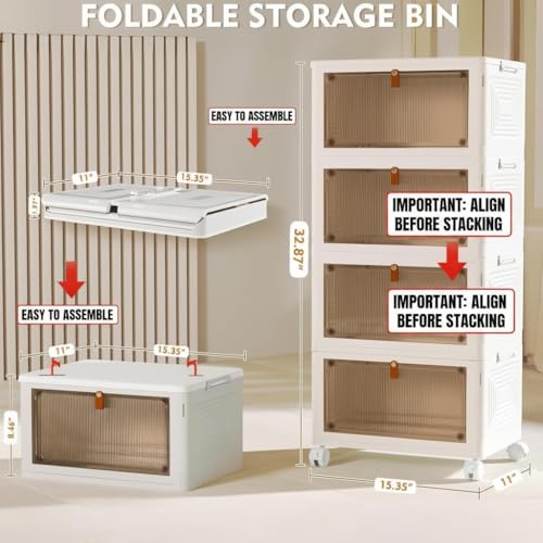 4 Tier Plastic Storage Bins with Lid 23QT (White / 4-Tier 23QT)