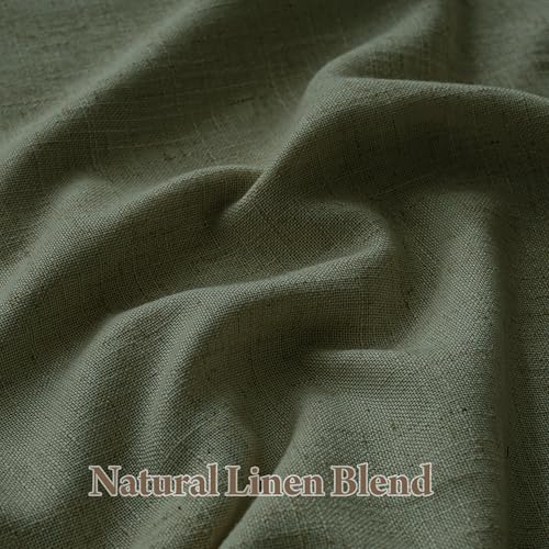 Linen Blackout Curtains 96 inches Long (Pinch Pleated - Olive Green / 40"W x 96"L (Pack of 2))