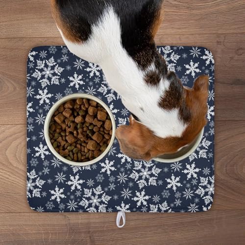 Christmas Dish Drying Mat for Kitchen Counter 18x16 Inch Xmas Snowflake Drying Mat with Absorbent Reversible Microfiber Blue Dish Drainer Mats Rack Pad for Coffee Countertop Protector (Blue / 18" x 16")