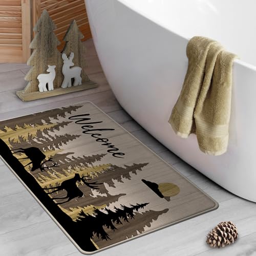 Woodland Deer Decorative Front Door Mat (1'5" x 2'5" (Rectangular) / Woodland)