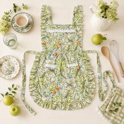 Floral Apron for Women with Pockets
