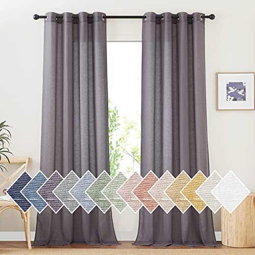 Semi Sheer Brown Purple Curtains for Bedroom (52"W x 108"L (Pack of 2) / Purple Brown)