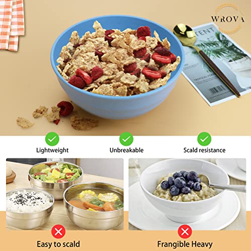 Wheat Straw Bowls Set 60 OZ Unbreakable Large Cereal Set of 6 (60 oz / Yellow,Orange,Blue,Green,Beige,Navy Blue)