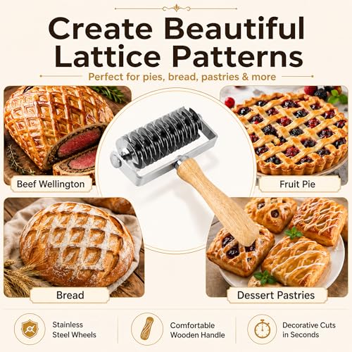 Pastry Lattice Roller Cutter (Wood)
