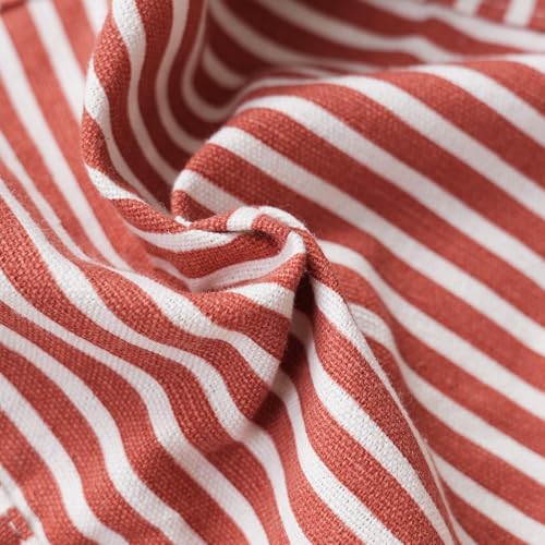 Cute Cotton Apron for Women (Medium / Red/Brown Striped)