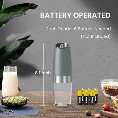 Battery Operated Salt And Pepper Grinder Set 2 Pack (Battery/2pcs/LightGrey)