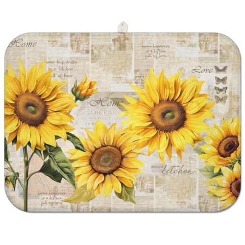 Sunflower Dish Drying Mat Drainer Pads (Turnsole / 18"x24")