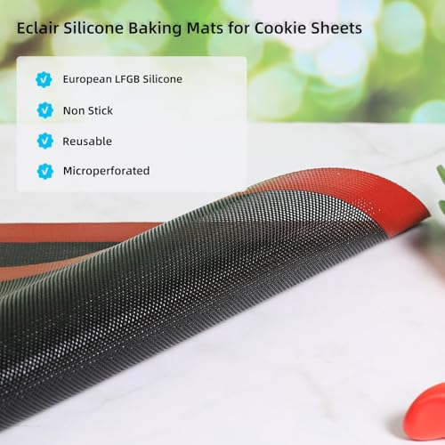 Perforated Silicone Baking Mat for Two (Black Background with Red Trim / 19.7"L x 13.6"W)