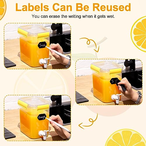 3 Set Plastic Drink Dispensers for Parties Beverage Dispenser for Fridge with Spigot Iced Juice Lemonade Container with Labels and Pens Summer Party Supplies (0.92 Gallon / Yellow)
