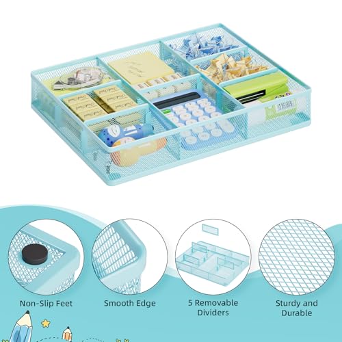 Desk Drawer Organizer (Blue / 12 x 8.5 x 1.8)