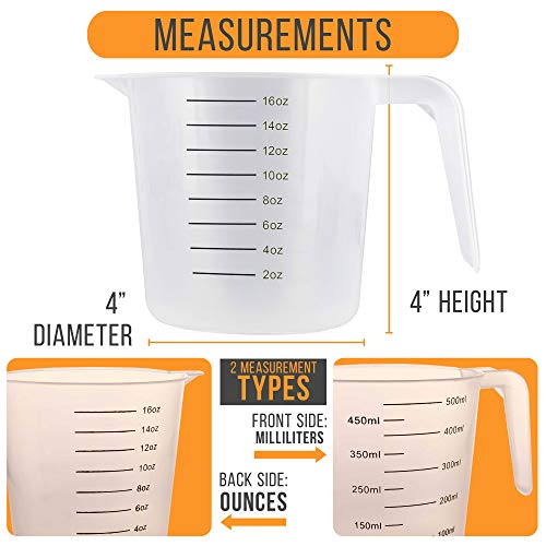 Plastic Measuring Cups with Handles (16-Ounce)
