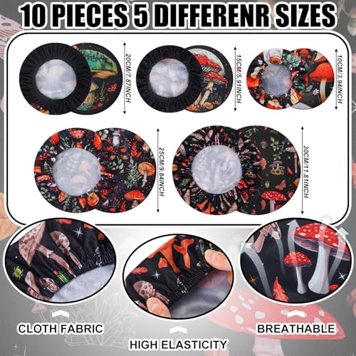 10 Pcs Reusable Bowl Covers in 5 Size (Deep Color / Mushroom Style)