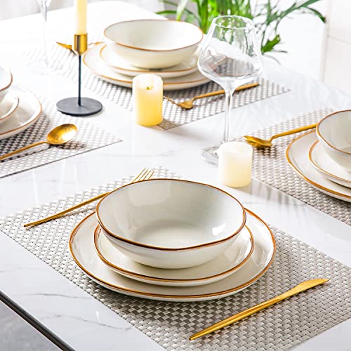 Ceramic Dinnerware Sets for 6 (Pearl White / Service for 6(18Pcs))