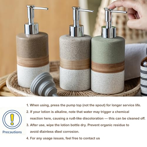 Ceramic Soap Dispenser Set for Hand Soap (Brown and White / 1xSoap Dispenser)