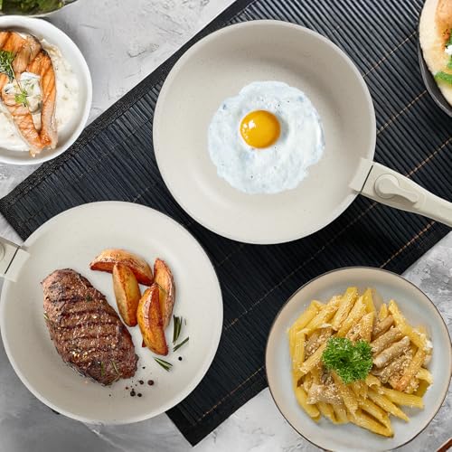 12 Piece Nonstick Cookware Set (Cream White / 12 Piece)