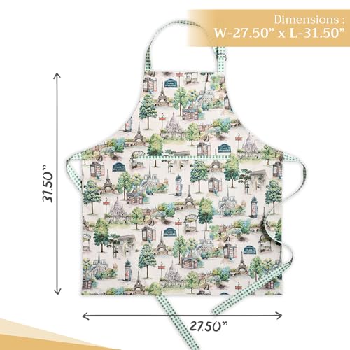 Aprons for women with Pocket 100% Cotton Pack of 1 (063 - Paris Voyage)
