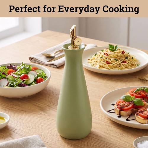 Ceramic Olive Oil Dispenser with Self (Olive)