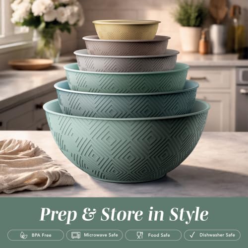 Mixing Bowls with Lids (Mint Rhombus)